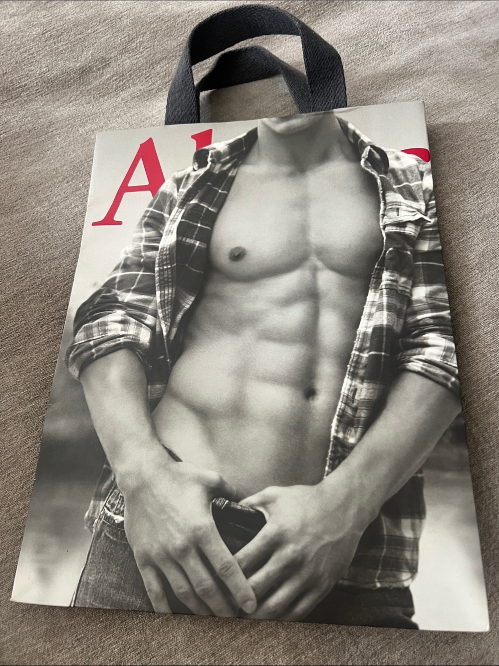 Rare early 1990-2000 Abercrombie & Fitch Black and Gray Graphic shopping bag